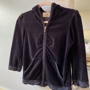 JUICY COUTURE Vintage Velour Black Jacket Hoodie